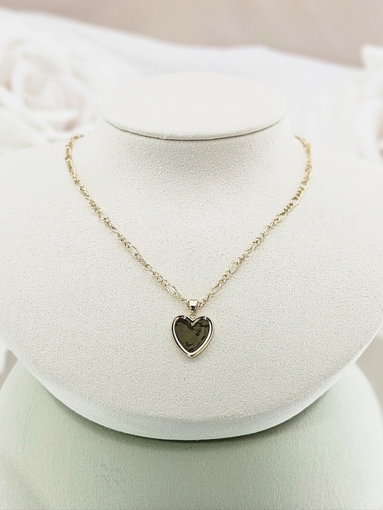 adornia Jewelry - Adornia Necklace 14k Gold Plated Figaro Heart Chain Modern Minimalist Vacation